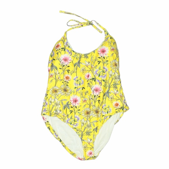 NWT! Lucky Brand Cruisin Coronado One Piece Halter Swimsuit in Yellow Floral. 2X - Picture 5 of 13